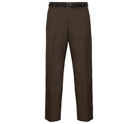 MyShoeStore Mens Formal Trousers Casual Business Office Work Home Belted Smart Dress Pants Straight Leg Flat Front Everpress Pockets Waist Sizes UK 30 Inch to UK 50 Inches (Brown, 40/31)