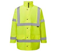 MyShoeStore Men's Hi Vis Waterproof Parka Jacket - Safety Workwear with Quilted Lining & Hood in Yellow | Size: 4XL MyShoeStore Yellow 4XL