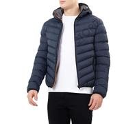 MyShoeStore Mens Jacket Quilted Padded Hooded Bubble Puffer Puffa Designer Parker Winter Lined Parka Work Warm Plain Longsleeves Outerwear Casual Softshell Fashion Outdoor Coat (Grant Navy, L)
