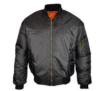 MyShoeStore Mens MA1 Bomber Jacket Army Pilot Security Doorman Biker Flight Workwear Lightweight Outer Wear Outdoor Baseball Festival Casual Classic Retro Scooter Brass Zip Coat(Black, 3XL)