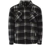 MyShoeStore Mens Padded Shirts Lumberjack Collared Hooded Flannel Check Jacket Thick Quilted Work Wear Warm Thermal Fleece Fur Lined Top Casual Coat (Collared Black, S)