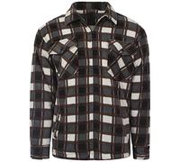 MyShoeStore Mens Padded Shirts Lumberjack Collared Hooded Flannel Check Jacket Thick Quilted Work Wear Warm Thermal Fleece Fur Lined Top Casual Coat (Collared Brown, 4XL)