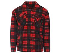 MyShoeStore Mens Padded Shirts Lumberjack Collared Hooded Flannel Check Jacket Thick Quilted Work Wear Warm Thermal Fleece Fur Lined Top Casual Coat (Collared Red, XL)