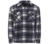 MyShoeStore Mens Padded Shirts Lumberjack Collared Hooded Flannel Check Jacket Thick Quilted Work Wear Warm Thermal Fleece Fur Lined Top Casual Coat (Collared Blue, M)