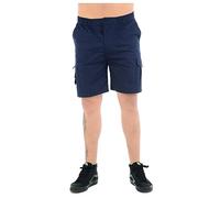 MyShoeStore Mens Plain Shorts Cargo Combat Casual Summer Beach Poly Cotton 6 Pockets Work Short Elasticated Waist Lightweight Pants Plus Big Sizes S-5XL Navy Blue