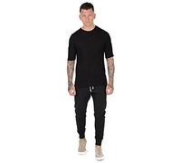 MyShoeStore Mens Slim Fits Tracksuit Bottoms Skinny Joggers Sweat Pants Fleece Jogging Ribbed Cuffed Ankle Waist Band Casual Gym Work Out Combat Track Jog Trousers Sweat Pants Size M-XXL(Black,L)