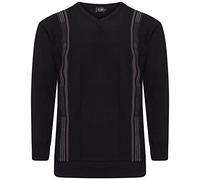 MyShoeStore Men's Striped V Neck Jumper Pullover Long Sleeve Knitwear Formal Business Casual Sweater Fine Knit Top S-5XL Black 3XL