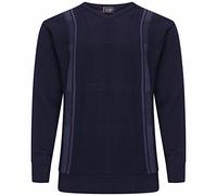 MyShoeStore Men's Striped V Neck Jumper Pullover Long Sleeve Knitwear Formal Business Casual Sweater Fine Knit Top S-5XL Navy Blue Medium