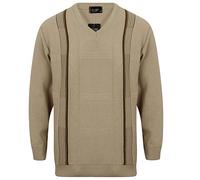 MyShoeStore Men's Striped V Neck Jumper Pullover Long Sleeve Knitwear Formal Business Casual Sweater Fine Knit Top S-5XL Beige 4XL