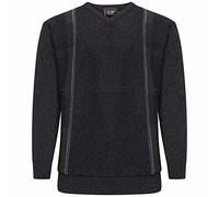 MyShoeStore Men's Striped V Neck Jumper Pullover Long Sleeve Knitwear Formal Business Casual Sweater Fine Knit Top S-5XL Charcoal Grey Medium