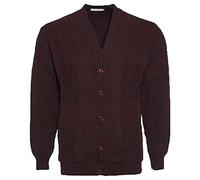 MyShoeStore Mens Vintage Classic Style Cardigan Plain Casual Design Button Up Thick Knit Warm Winter Grandad Sweater Knitted V Neck Cardi Long Sleeve Knitwear Jumper With Pockets (Button Red,M)