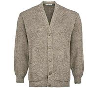 MyShoeStore Mens Vintage Classic Style Cardigan Plain Casual Design Button Up Thick Knit Warm Winter Grandad Sweater Knitted V Neck Cardi Long Sleeve Knitwear Jumper With Pockets (Button Beige,2XL)