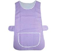 MyShoeStore Pack of 2 Check Tabard Ladies Womens Home Work Kitchen Cleaning Chef Catering Cleaners Workwear Overall Piping Edge Checkered Tabbard Apron Large Pocket Side Button Fastening(Lilac,WX)