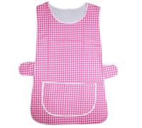 MyShoeStore Pack of 2 Check Tabard Ladies Womens Home Work Kitchen Cleaning Chef Catering Cleaners Workwear Overall Piping Edge Checkered Tabbard Apron Large Pocket Side Button Fastening(Pink,WX)