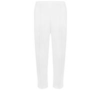MyShoeStore Pack of 2 Ladies Half Elasticated Trouser Womens Stretch Waist Casual Office Work Formal Pull On Trousers Straight Leg Pants Bottoms with Pockets (White, 14/27)