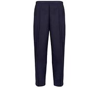 MyShoeStore Pack of 2 Ladies Half Elasticated Trouser Womens Stretch Waist Casual Office Work Formal Pull On Trousers Straight Leg Pants Bottoms with Pockets (Navy, 22/25)
