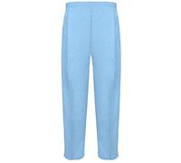 MyShoeStore Pack of 2 Ladies Half Elasticated Trouser Womens Stretch Waist Casual Office Work Formal Pull On Trousers Straight Leg Pants Bottoms with Pockets (Sky Blue, 18/29)