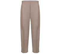 MyShoeStore Pack of 2 Ladies Half Elasticated Trouser Womens Stretch Waist Casual Office Work Formal Pull On Trousers Straight Leg Pants Bottoms with Pockets (Taupe, 14/27)