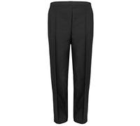 MyShoeStore Pack of 2 Ladies Half Elasticated Trouser Womens Stretch Waist Casual Office Work Formal Pull On Trousers Straight Leg Pants Bottoms with Pockets (Black, 16/25)