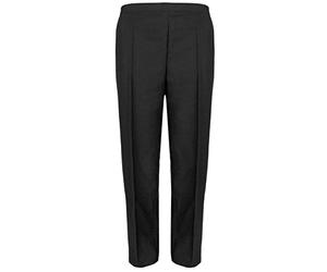 MyShoeStore Pack of 2 Ladies Half Elasticated Trouser Womens Stretch Waist Casual Office Work Formal Pull On Trousers Straight Leg Pants Bottoms with Pockets (Black, 16/25)