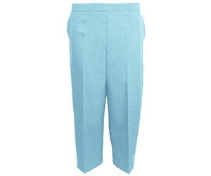 MyShoeStore Pack of 2 Ladies Three Quarter Cropped Trousers with Half Elasticated Waist, Lightweight Bi-Stretch Polyester, 2 Pockets, Sky Blue, Size 18