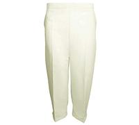 MyShoeStore Pack of 2 Ladies Womens 3/4 Three Quarter Half Elasticated Trouser Plain Capri Cropped Stretch Trousers Plain ¾ Length Pants Summer Shorts Plus Big Sizes 10-24 (Ivory UK-22)