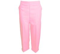 MyShoeStore Pack of 2 Ladies Womens 3/4 Three Quarter Half Elasticated Trouser Plain Capri Cropped Stretch Trousers Plain ¾ Length Pants Summer Shorts Plus Big Sizes 10-24 (Pink UK-22)