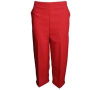 MyShoeStore Pack of 2 Ladies Womens 3/4 Three Quarter Half Elasticated Trouser Plain Capri Cropped Stretch Trousers Plain ¾ Length Pants Summer Shorts Plus Big Sizes 10-24 (Red UK-20)