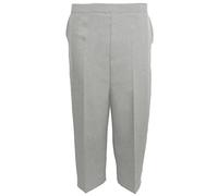 MyShoeStore Pack of 2 Ladies Womens 3/4 Three Quarter Half Elasticated Trouser Plain Capri Cropped Stretch Trousers Plain ¾ Length Pants Summer Shorts Plus Big Sizes 10-24 (Light Grey UK-16)