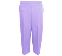 MyShoeStore Pack of 2 Ladies Womens 3/4 Three Quarter Half Elasticated Trouser Plain Capri Cropped Stretch Trousers Plain ¾ Length Pants Summer Shorts Plus Big Sizes 10-24 (Lilac UK-16)