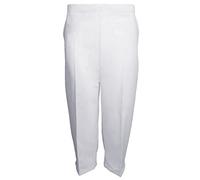 MyShoeStore Pack of 2 Ladies Womens 3/4 Three Quarter Half Elasticated Trouser Plain Capri Cropped Stretch Trousers Plain ¾ Length Pants Summer Shorts Plus Big Sizes 10-24 (White UK-14)