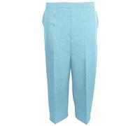 MyShoeStore Pack of 2 Women's Cropped Capri Trousers with Half Elasticated Waist, Bi-Stretch Polyester, Straight Leg, 2 Front Pockets, Sky Blue, Size 12