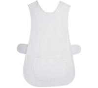 MyShoeStore Pack of 2 Womens Tabard Ladies Home Work Kitchen Cleaning Chef Catering Cleaners Workwear Poly Cotton Overall White Piping Edge Tabbard Apron Large Pocket Side Button Fastening (White,WX)