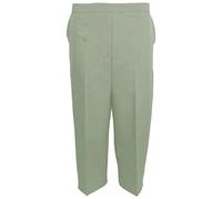 MyShoeStore Pack of 2 Ladies Womens 3/4 Three Quarter Half Elasticated Trouser Plain Capri Cropped Stretch Trousers Plain ¾ Length Pants Summer Shorts Plus Big Sizes 10-24 (sage Green UK-18)