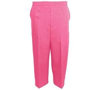 MyShoeStore Pack of 2 Women's Three Quarter Cropped Trousers with Half Elasticated Waist, Straight Leg, Slant Pockets, Capri Style Summer Trousers, Fuchsia, Size 12