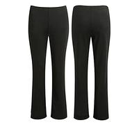 MyShoeStore Pack of 3 Ladies Bootleg Trousers Women Boot Cut High Rise Stretch Soft Finely Ribbed Pull On Nurse Carer Work Bottoms Elasticated Waist Pants Plus Big Size(Black, 18/31)