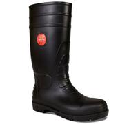 MyShoeStore Steel Toe Cap Wellington Boots with Anti-Slip Sole, PVC/Nitrile Construction, Oil Resistant, Safety Certified Work Boots, Black, 9 UK