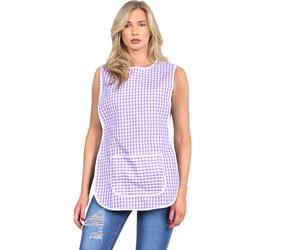 MyShoeStore Tabard Checkered Apron with Large Centre Pocket and Side Button Fastening, Made in UK, 100% Polyester, Lilac, XXX-Large/XXXOS