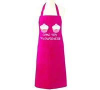 MyShoeStore Unisex Adult Novelty Apron Mens Ladies Womens Chefs Butcher Kitchen Catering Everyday Use Aprons with Pocket Ideal Fantastic Gift(Come Try My Cupcakes Fuchsia)