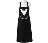 MyShoeStore Unisex Adult Novelty Apron Mens Ladies Womens Chefs Butcher Kitchen Catering Everyday Use Aprons with Pocket Ideal Fantastic Gift(Dressed to Grill Black)