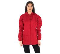 MyShoeStore Unisex Plain Kagool Raincoat Mens Womens Ladies Waterproof Summer Hooded Cagoule Lightweight Casual Jacket Shower Proof Windbreaker Kagoul Outdoor Festival Mac Tops(Red, 2XL)