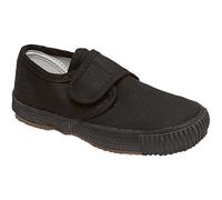 MyShoeStore Unisex School PE Canvas Pumps Plimsolls with Touch Fastening, Black, UK 13 Child