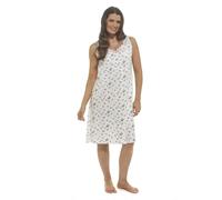 MyShoeStore Women's 100% Cotton Floral Sleeveless White Nightie Nightdress | Size: 22-24 MyShoeStore White 22-24