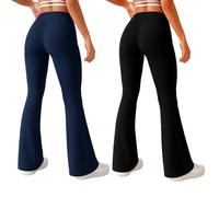 MyShoeStore Women's 2 Pack Stretch Flared Bootleg Trousers Work Office Party Pants in Black | Size: 18L MyShoeStore Black 18L