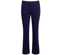 MyShoeStore Women's Bootcut Trousers Mid Rise Ribbed Stretch Elasticated Waist Bootleg Pants Flat Front Casual Work Wear Navy Blue 26 Regular 29 Inch Inseam Polyester