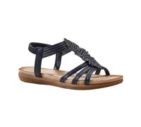 MyShoeStore Women's Flat Sandals Elastic Strap Open Toe Summer Shoes in Navy | Size: 5 MyShoeStore Navy 5