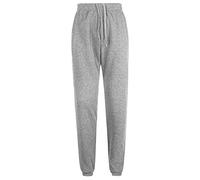 MyShoeStore Women's Joggers Cotton & Polyester Fleece Tracksuit Bottoms with Cuffed Ankle, Elasticated Waistband, Side Zip Pockets Drawstring Grey L Size