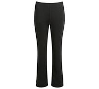 MyShoeStore Women's Stretch Bootleg Trousers Elasticated Waist Ribbed Polyester Stretchable Work Casual Trousers Pull On Black 10 Short 27 Inch Inseam Mid Rise