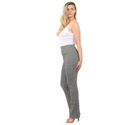 MyShoeStore Womens Stretch Bootleg Trousers Ribbed Elasticated Waist Bootcut Trousers Pull On Work Casual Trousers Polyester Spandex Solid Grey Size 8 29 Inch Inseam
