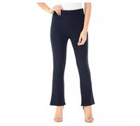 MyShoeStore Womens Stretch Bootleg Trousers Ribbed Ladies Boot Cut Elasticated Waist Pants Work Wear Pull On Boot Leg Bottoms Plus Big Sizes(Navy, 10/29)